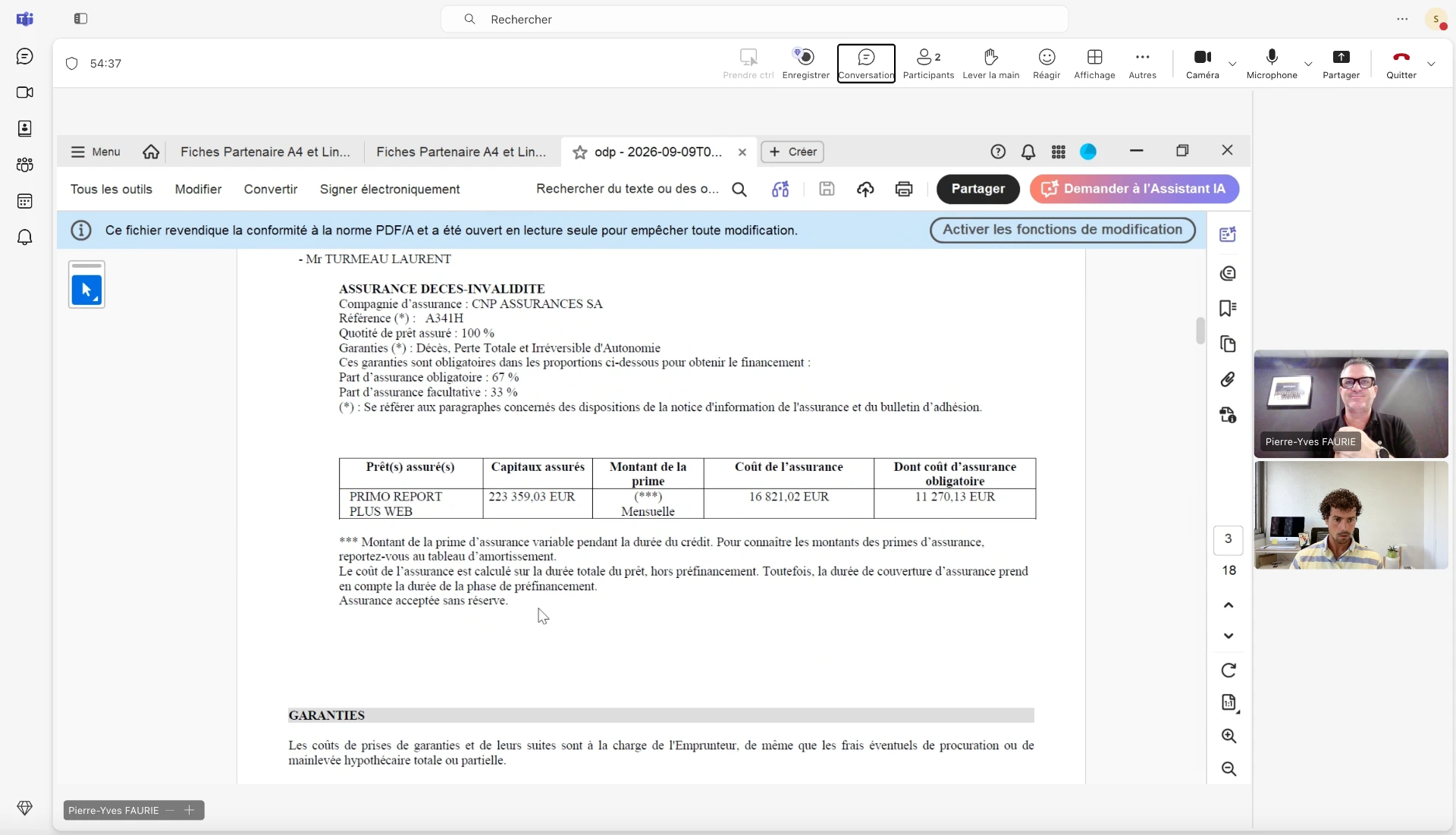 Pierre-Yves FAURIE en visioconférence avec un client pour analyser son contrat d'assurance emprunteur